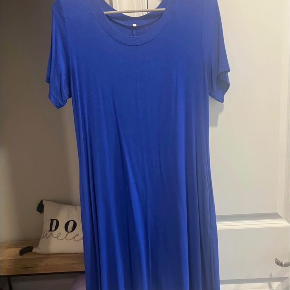 Blue Short Sleeve Dress